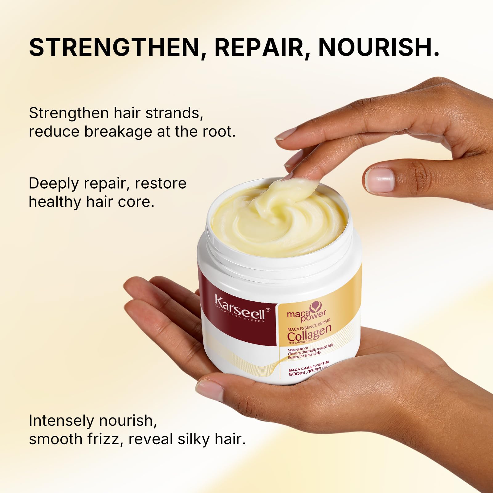 Karseell Collagen Hair Mask for Dry & Damaged Hair – 300ml Jar | Suitable for All Hair Types - Image 5