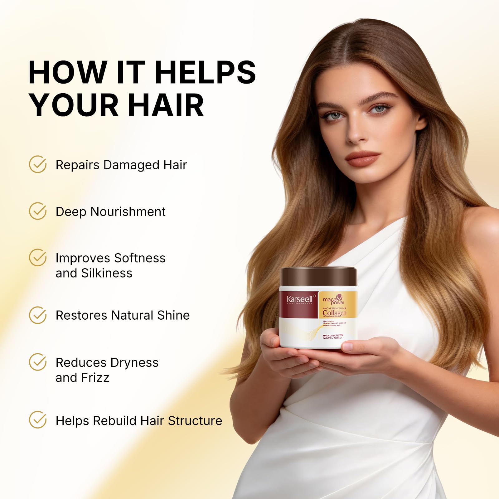 Karseell Collagen Hair Mask for Dry & Damaged Hair – 300ml Jar | Suitable for All Hair Types - Image 4