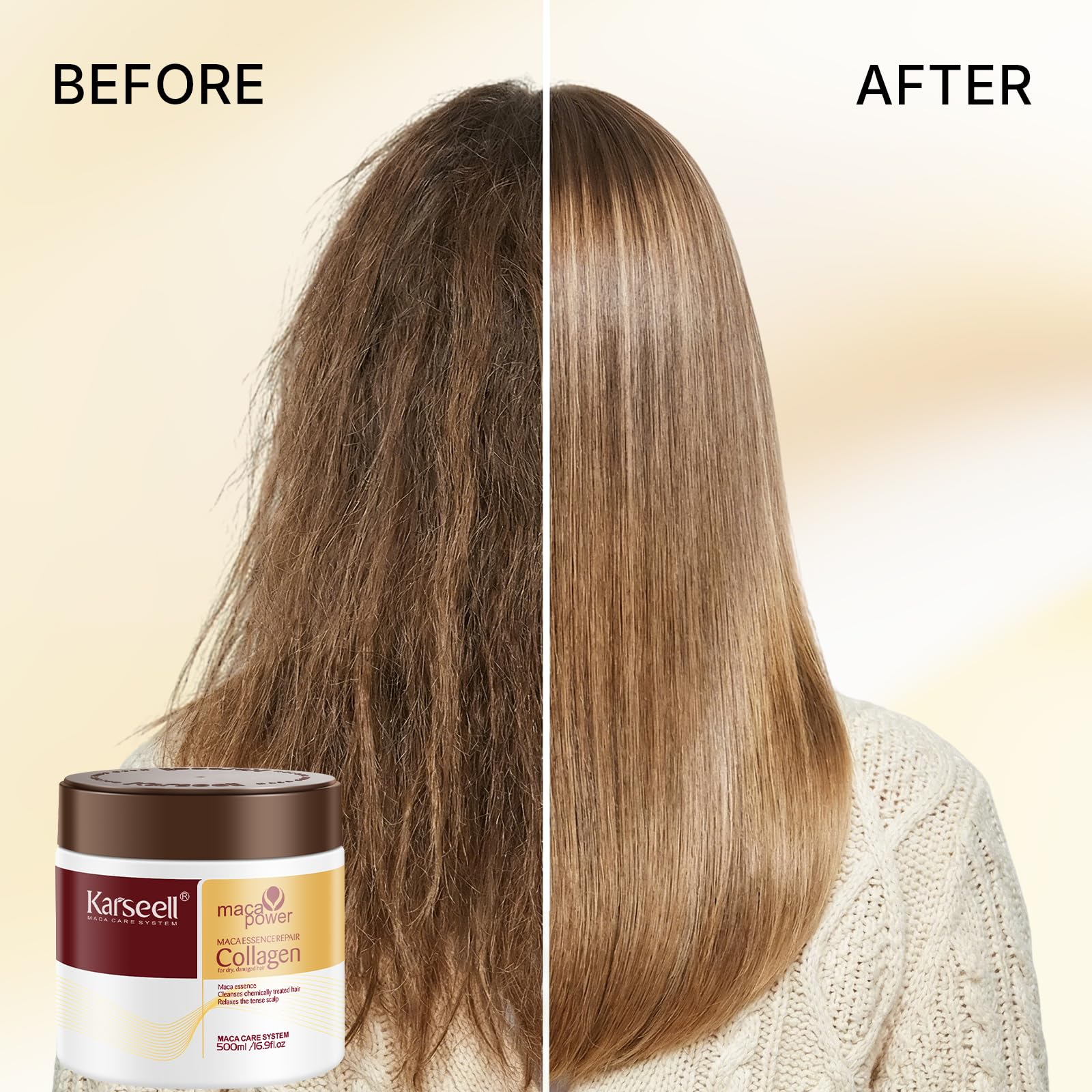Karseell Collagen Hair Mask for Dry & Damaged Hair – 300ml Jar | Suitable for All Hair Types - Image 3